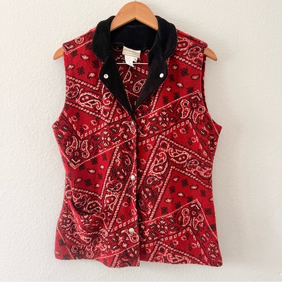 Coldwater Creek Tops - Vintage Coldwater Creek Bandana Sherpa and Corduroy Vest Sz S
